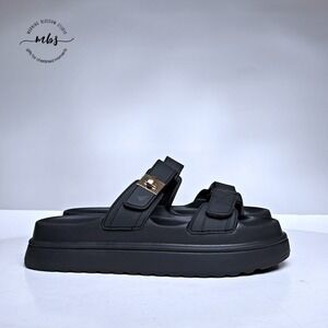 Steve Madden Bigschmona Jelly Platform Slide Sandals Black Women 10